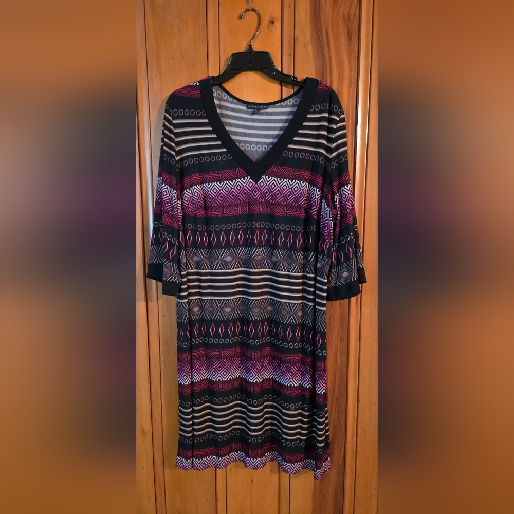 Sandra Darren Black and White Striped Dress